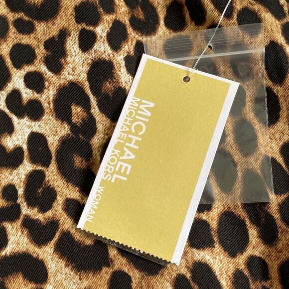 Michael Kors NWT MobWife Leopard Print Pants Tummy Control Cotton Dark Camel 18 - Picture 8 of 9